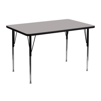 30''W x 48''L Rectangular Grey HP Laminate Activity Table - Standard Height Adjustable Legs