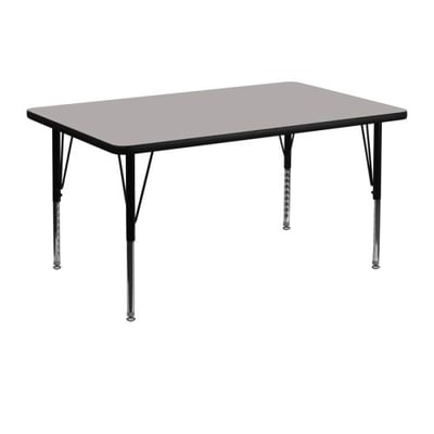 30''W x 48''L Rectangular Grey HP Laminate Activity Table - Height Adjustable Short Legs