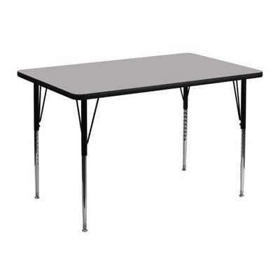 30''W x 48''L Rectangular Grey Thermal Laminate Activity Table - Standard Height Adjustable Legs
