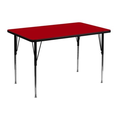 30''W x 48''L Rectangular Red Thermal Laminate Activity Table - Standard Height Adjustable Legs