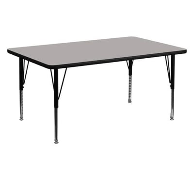 30''W x 60''L Rectangular Grey HP Laminate Activity Table - Height Adjustable Short Legs