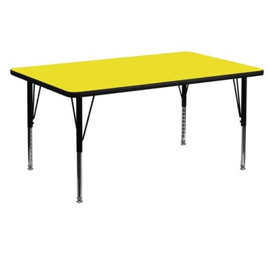30''W x 60''L Rectangular Yellow HP Laminate Activity Table - Height Adjustable Short Legs
