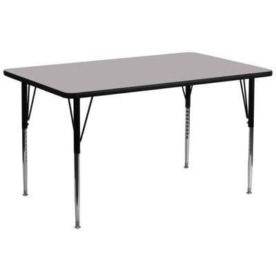 30''W x 72''L Rectangular Grey Thermal Laminate Activity Table - Standard Height Adjustable Legs