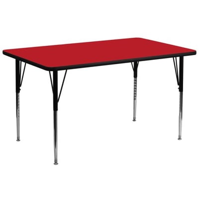 30''W x 72''L Rectangular Red HP Laminate Activity Table - Standard Height Adjustable Legs