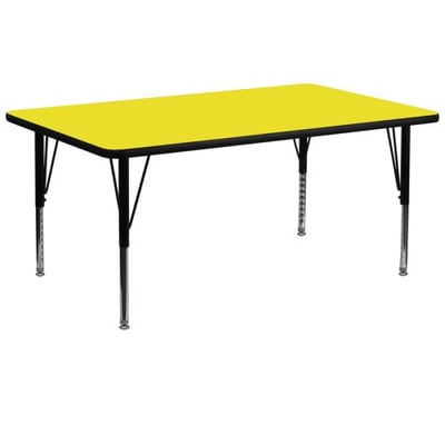 30''W x 72''L Rectangular Yellow HP Laminate Activity Table - Height Adjustable Short Legs