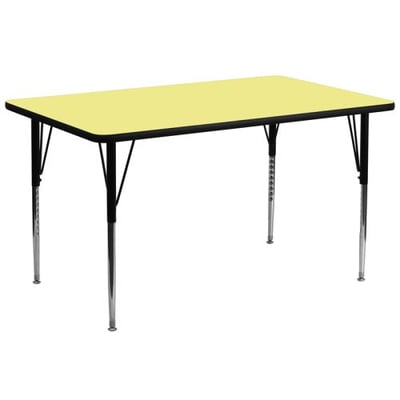 30''W x 72''L Rectangular Yellow Thermal Laminate Activity Table - Standard Height Adjustable Legs