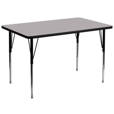 36''W x 72''L Rectangular Grey Thermal Laminate Activity Table - Standard Height Adjustable Legs