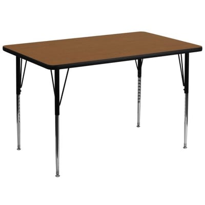 36''W x 72''L Rectangular Oak HP Laminate Activity Table - Standard Height Adjustable Legs