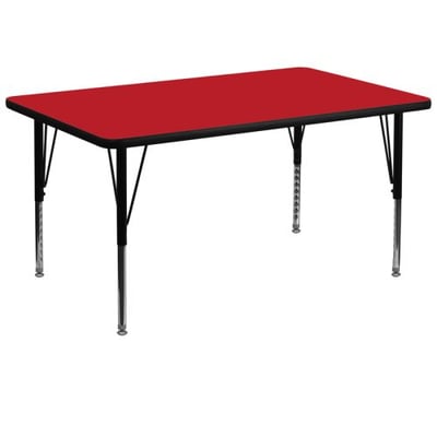 36''W x 72''L Rectangular Red HP Laminate Activity Table - Height Adjustable Short Legs