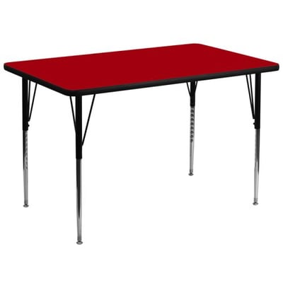 36''W x 72''L Rectangular Red Thermal Laminate Activity Table - Standard Height Adjustable Legs