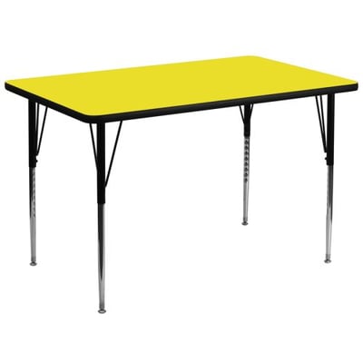 36''W x 72''L Rectangular Yellow HP Laminate Activity Table - Standard Height Adjustable Legs