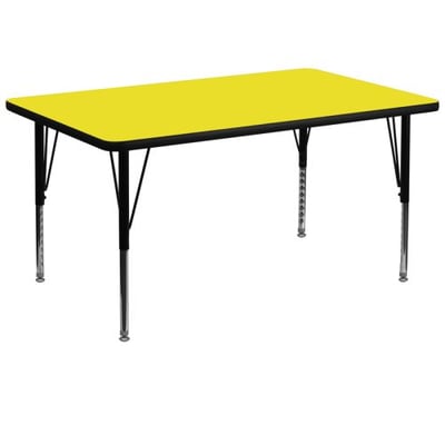 36''W x 72''L Rectangular Yellow HP Laminate Activity Table - Height Adjustable Short Legs