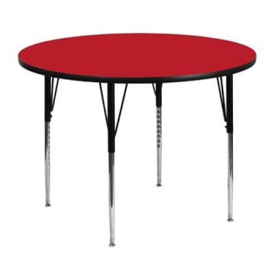 48'' Round Red HP Laminate Activity Table - Standard Height Adjustable Legs