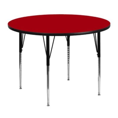 48'' Round Red Thermal Laminate Activity Table - Standard Height Adjustable Legs