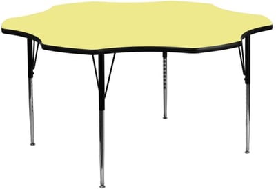 60'' Flower Yellow Thermal Laminate Activity Table - Standard Height Adjustable Legs