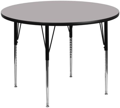 60'' Round Grey Thermal Laminate Activity Table - Standard Height Adjustable Legs