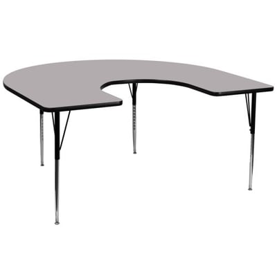 60''W x 66''L Horseshoe Grey Thermal Laminate Activity Table - Standard Height Adjustable Legs