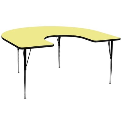 60''W x 66''L Horseshoe Yellow Thermal Laminate Activity Table - Standard Height Adjustable Legs