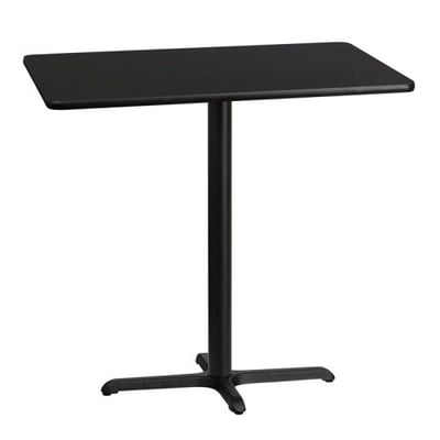 30'' x 42'' Rectangular Black Laminate Table Top with 23.5'' x 29.5'' Bar Height Table Base