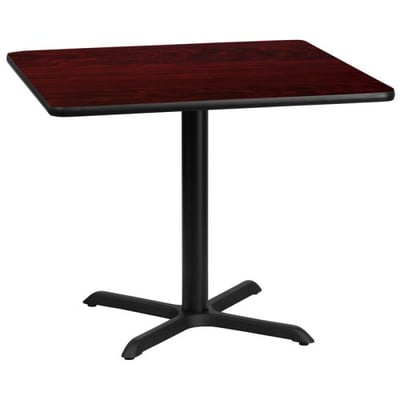 36'' Square Mahogany Laminate Table Top with 30'' x 30'' Table Height Base