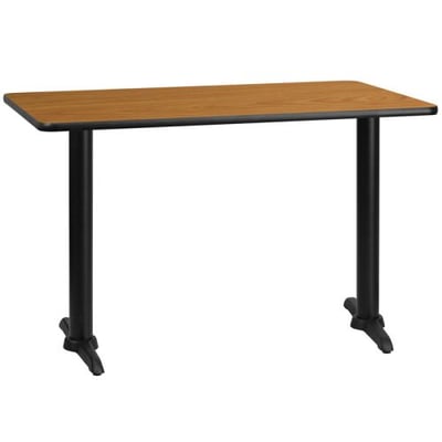 30'' x 48'' Rectangular Natural Laminate Table Top with 5'' x 22'' Table Height Bases