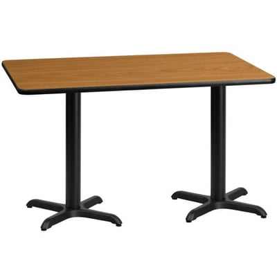 30'' x 60'' Rectangular Natural Laminate Table Top with 22'' x 22'' Table Height Bases