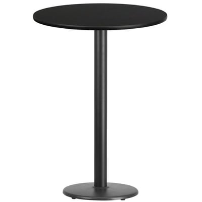 30'' Round Black Laminate Table Top with 18'' Round Bar Height Table Base