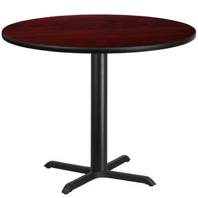 42'' Round Mahogany Laminate Table Top with 33'' x 33'' Table Height Base