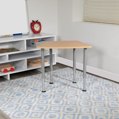 Flash Furniture Hex Natural Collaborative Student Desk (Adjustable from 22.3