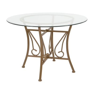Princeton 42'' Round Glass Dining Table with Matte Gold Metal Frame