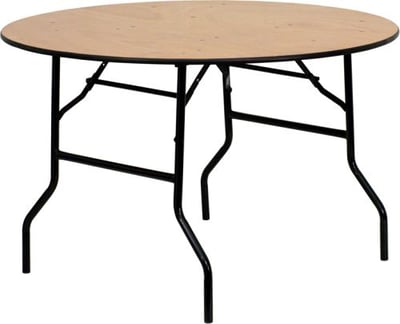 4-Foot Round Wood Folding Banquet Table with Clear Coated Finished Top