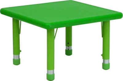 24'' Square Green Plastic Height Adjustable Activity Table