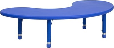 Half-Moon Blue Plastic Height Adjustable Activity Table 35''W x 65''L