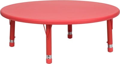 45'' Round Red Plastic Height Adjustable Activity Table