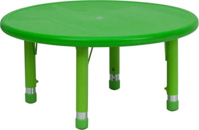 33'' Round Green Plastic Height Adjustable Activity Table