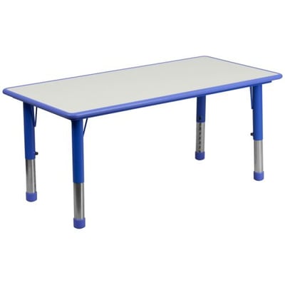 Zozulu Rectangular Blue Plastic Height Adjustable Activity Table with Grey Top
