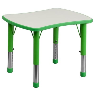 Rectangular Green Plastic Height Adjustable Activity Table with Grey Top