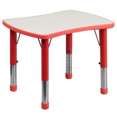 Rectangular Red Plastic Height Adjustable Activity Table with Grey Top