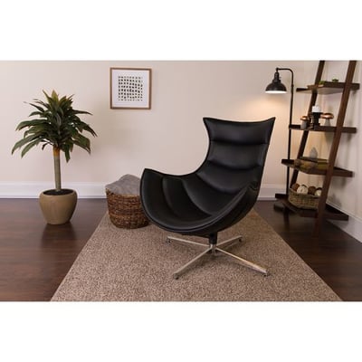 Black LeatherSoft Swivel Cocoon Chair