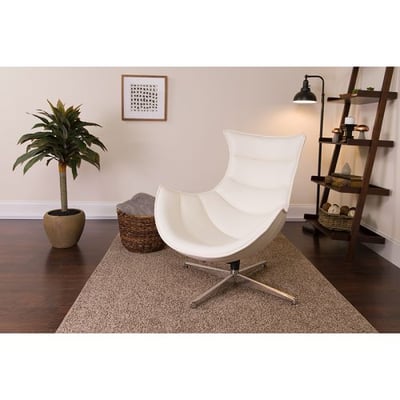Melrose White LeatherSoft Swivel Cocoon Chair