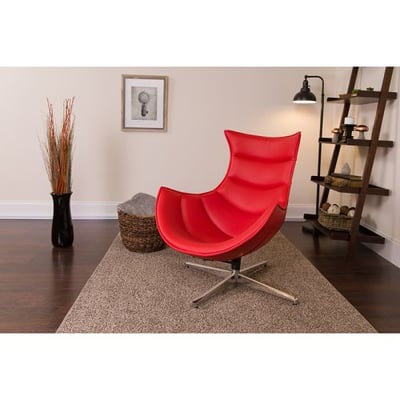 Red LeatherSoft Swivel Cocoon Chair