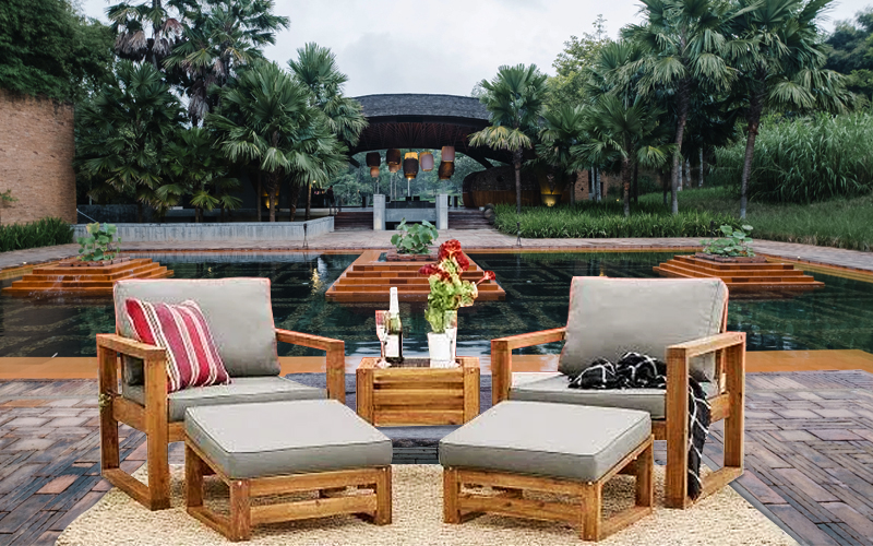 5 Piece Outdoor Patio Chat Set